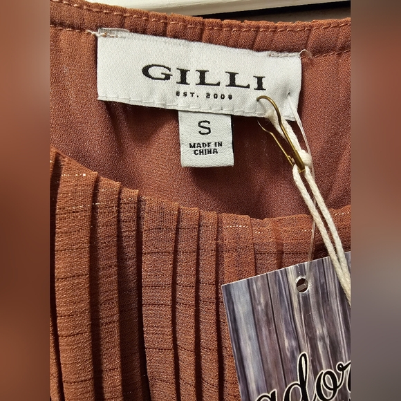Gilli Copper Mini Pleated Tank Dress - Small NWT - Picture 4 of 5